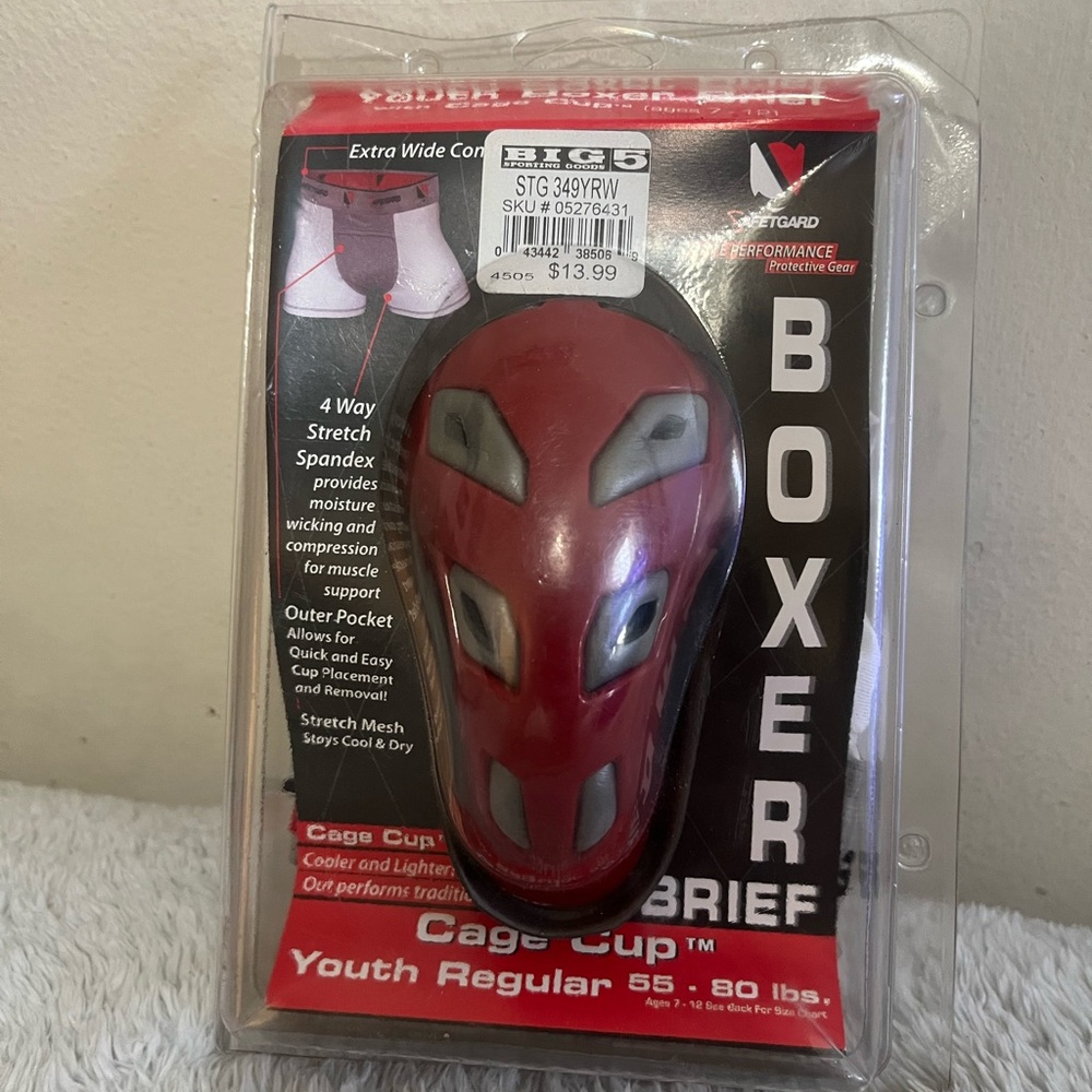 New in Box Youth Boxer Brief with Cage Cup Youth Regular 55-80 lbs Age 7-12